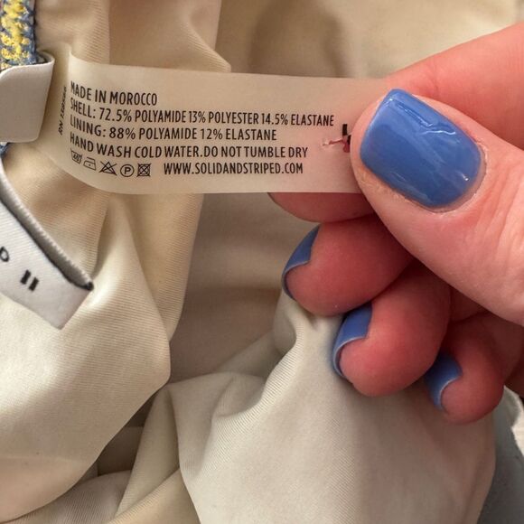 ANTHROPOLOGIE SOLID & STRIPED Anne-Marie One-Piece Swimsuit Purple Yellow Red L - Picture 8 of 9